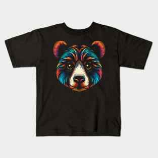 Colorful Bear Head Illustration Kids T-Shirt